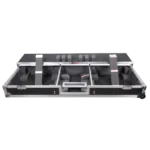 ProX XS-TMC1012WLT flight case dimensional diagram showing width, depth, and height measurements for dual turntables and mixer setup