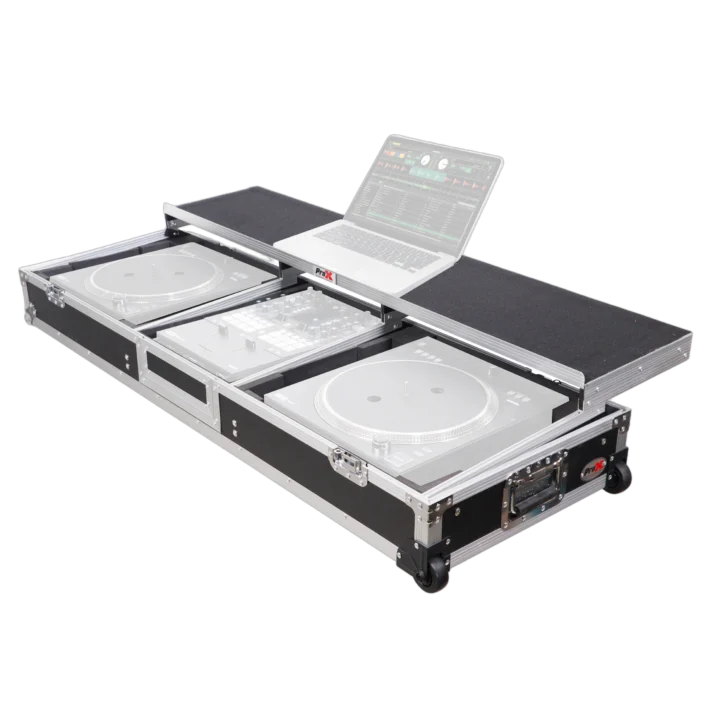ProX XS-TMC1012WLT flight case for dual turntables and mixer with sliding laptop shelf