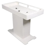 ProX DJ Control Tower white finish rear panel showing cable connections and mounting hardware
