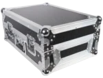 ProX road case dimensional diagram with measurements for Rane Seventy-Two mixer and laptop shelf