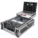 ProX road case with integrated laptop shelf designed for Rane Seventy-Two mixer, close-up detail view