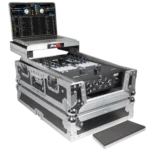 ProX road case for Rane Seventy-Two mixer showing laptop shelf compartment detail and construction