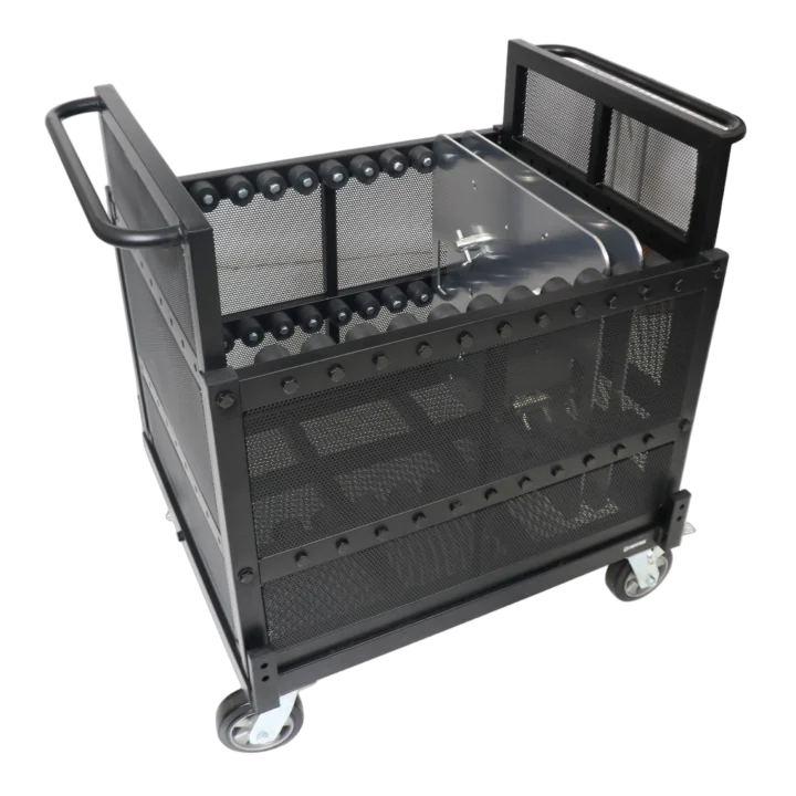 ProX dolly cart with heavy-duty wheels and base plate storage capacity detail