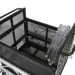ProX dolly cart loaded with base plates, truss, and stage equipment on wheels
