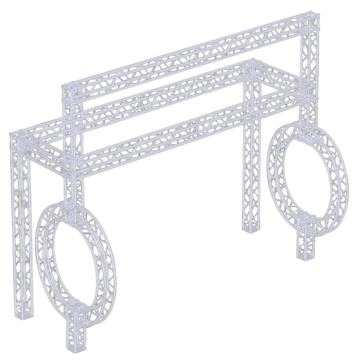 ProX double circle 10x20 exhibition truss stand package with integrated framework and stability supports