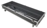 ProX flight case interior detail showing dual light stand storage compartments and protective padding