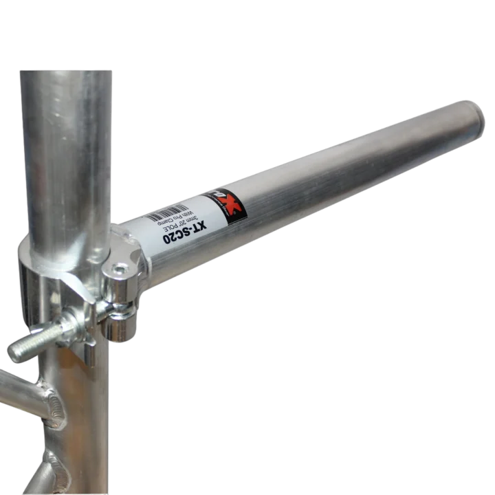 ProX 20 inch extension pole with single pro clamp for stage lighting fixtures front view