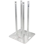 ProX F31 totem stand system showing white scrim cover, top plate, base plate, and aluminum tubes