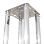 ProX F31 totem speaker stand with white scrim cover, showing tube connection detail and base plate assembly