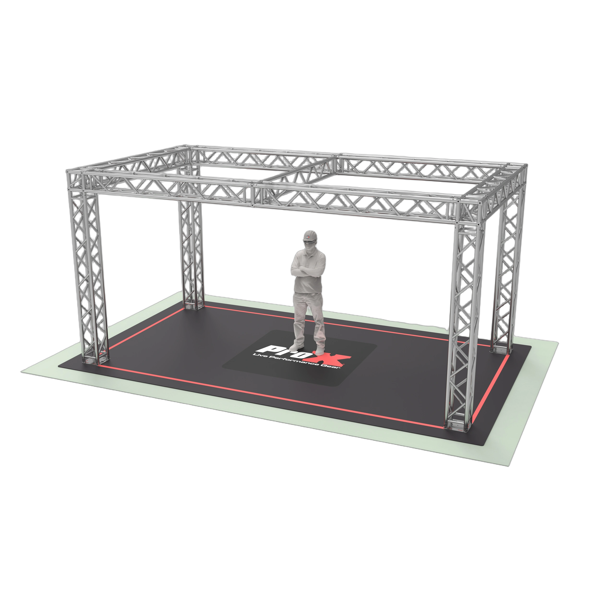 ProX F32 Trade Show Display Booth Truss System Front View ProX F32 18x10x9 foot trade show display booth truss system with aluminum frame and modular construction