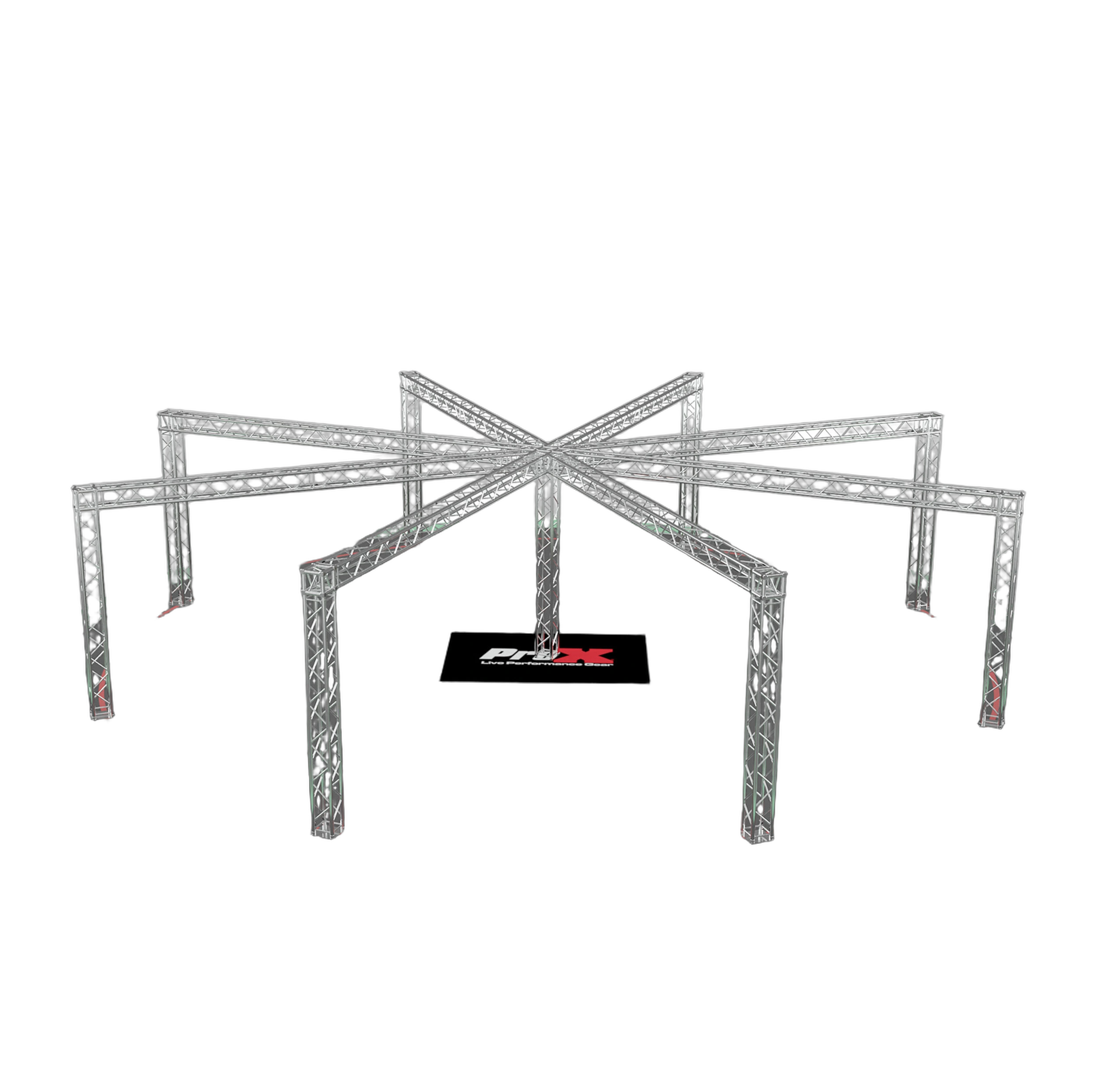 ProX F34 Spider Trade Show Display Booth Truss System ProX F34 Spider trade show display booth truss system with white aluminum frame and black spider connectors