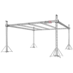ProX F34 stage roofing truss system with ground support legs and chain hoist attachment points