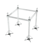 ProX F34 20x20x23 ft stage roofing truss system showing ground support legs and chain hoist attachment points
