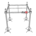 ProX F34 stage roofing truss system with ground support legs and chain hoist attachment points