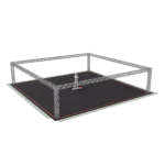 ProX F34 40x20x9 foot aluminum truss booth system displayed from side angle showing structural framework