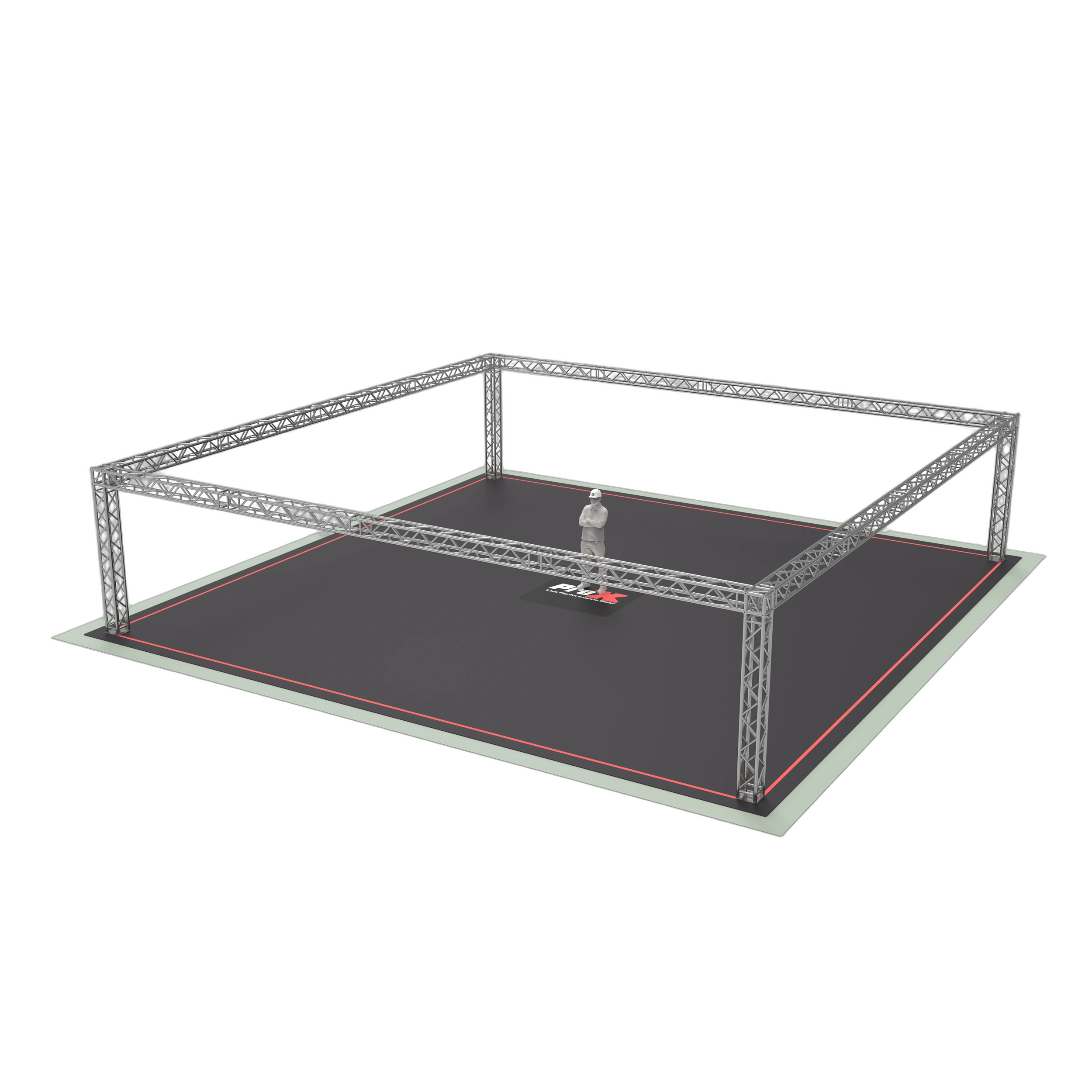 ProX F34 Trade Show Display Booth Truss System Front View ProX F34 40x20x9 foot trade show display booth truss system with aluminum frame and modular construction
