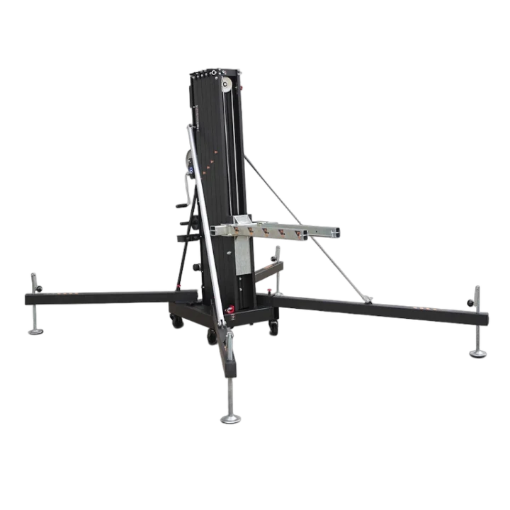 ProX FANTEK compact front loading line array tower system with lifting adapter and maximum 26 foot height capacity