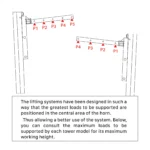 ProX FANTEK compact front loading line array tower system showing lifting mechanism and adapter detail