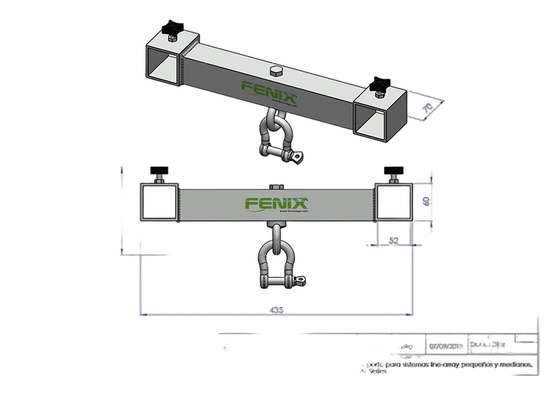 ProX Fenix XT-AT06 Line Array Stand Side View ProX Fenix XT-AT06 line array speaker stand with adjustable rigging hardware and support frame