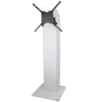 ProX Flex Totem TV stand with adjustable height from 3ft to 6ft, foldable base plate and integrated speaker stud in professional venue setting