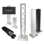 ProX Flex Tower Totem adjustable stand package with carrying bag, extended to full height