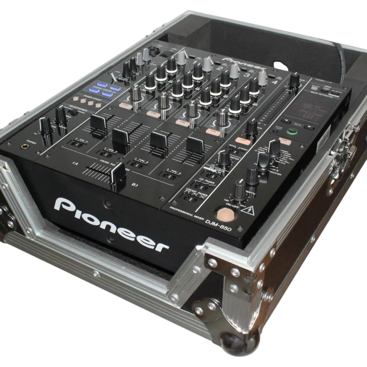 ProX flight case for 12 inch large format DJ mixers, black protective case front view