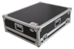 ProX flight case for Allen & Heath QU7 digital mixer console with dimensional specifications and wheel placement diagram