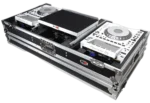 ProX flight case interior compartment detail showing protective foam padding for Pioneer DJM-900NXS2 mixer and CDJ-3000 players