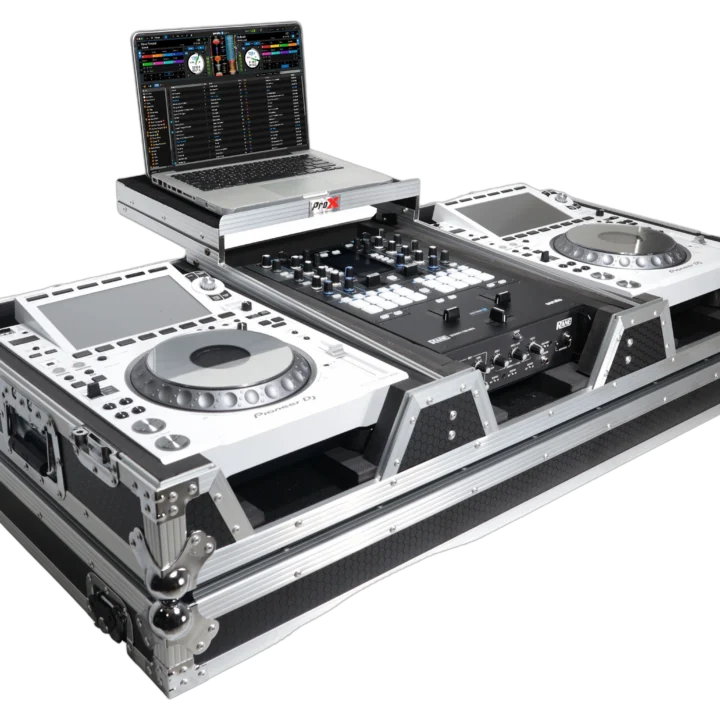 ProX flight case DJ coffin with Pioneer DJM-900NXS2 mixer and dual CDJ-3000 players front view