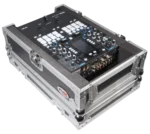 ProX flight case for Rane Seventy-Two DJ mixer showing rear panel connections and cable management