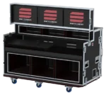 ProX Santosom flight case for Tricaster TC1 with 3 screens, 3U and 8U rack spaces, front view