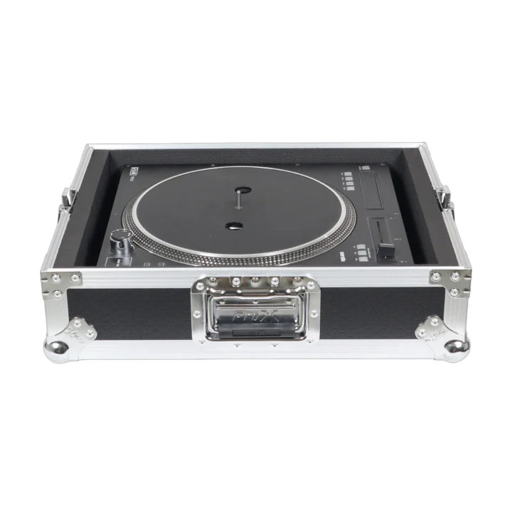 ProX flight case for turntable with universal foam kit interior compartments and protective padding