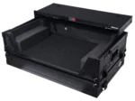 ProX flight case for Pioneer DJ controller with integrated laptop shelf and 2U rack space, black finish side view