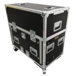 ProX hydraulic lift case for Allen Heath DLive C2500 console showing flip-ready mechanism detail