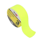 ProX 3 inch 180 feet fluorescent yellow gaffer tape roll showing side profile and adhesive surface