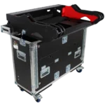 ProX Full Boar 4 hydraulic console flight case with flip-ready design and retractable lifting handles