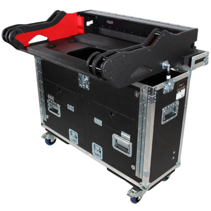 ProX Full Boar 4 flip-ready hydraulic console case with easy retracting lifting mechanism front panel