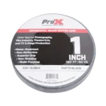 ProX commercial grade matte black gaffer tape 1 inch wide 180 foot roll front view
