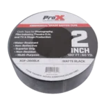 ProX commercial grade matte black gaffer tape 2 inch wide 180 foot roll front view
