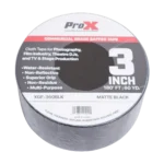 ProX commercial grade matte black gaffer tape 3 inch wide 180 feet roll front view