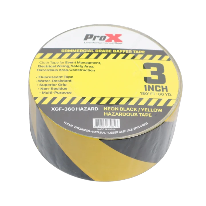 ProX 3 inch 180 foot commercial grade hazardous gaffer tape roll front view