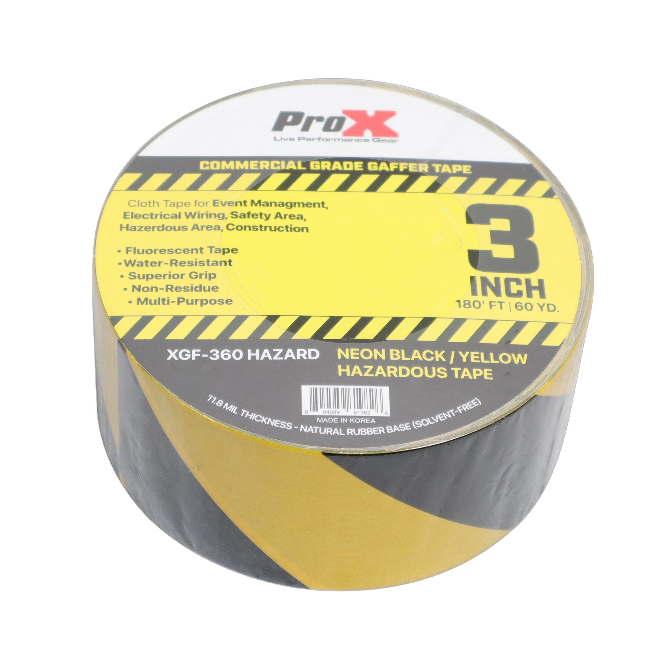 ProX 3 Inch 180FT Hazardous Commercial Grade Gaffer Tape ProX 3 inch 180 foot commercial grade hazardous gaffer tape roll front view