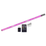 ProX GLOLITE 20-inch RGB LED accent lighting fixture showing aluminum body construction and control details
