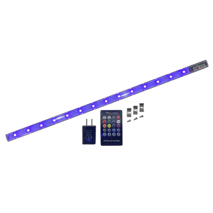 ProX GLOLITE 20-inch RGB LED accent lighting fixture with aluminum body and RF remote control