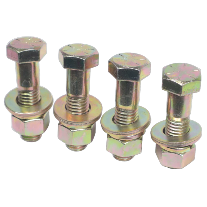 ProX set of four 5/8 inch Grade 8 hex short yellow zinc truss bolts with nuts and washers