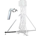 ProX ground support outrigger stabilizer set installed on XT-GSB tower base for stage setup