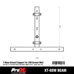 ProX ground support stabilizing T-base dimensional diagram showing measurements and specifications for LED screen wall stacking
