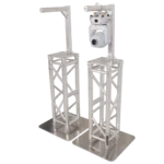 ProX inverted lighting mount top plates installed on truss with 24-inch height and 16-inch length arms