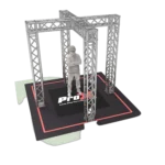 ProX K Series light duty tradeshow booth with X-shaped center design, 9.42 by 9.42 feet footprint