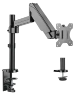 ProX laptop tray and bracket with dual gas spring arms mounted on stand, fits 17 to 32 inch monitors